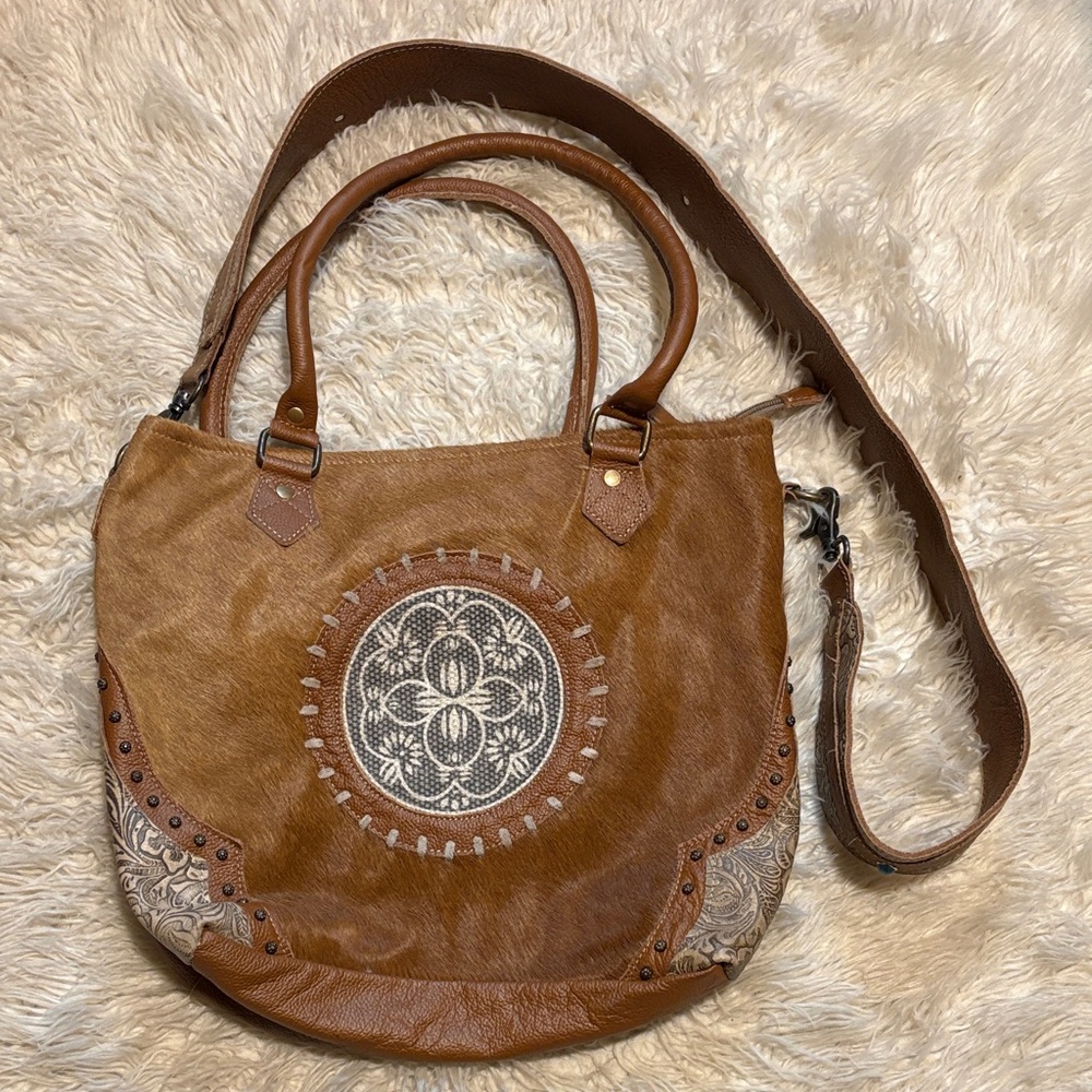 Myra Bag Tan and Brown Shoulder Bag